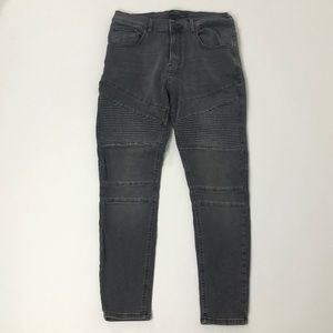 Zara Charcoal Gray Moto Jeans Size 32
